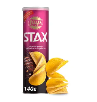 Чипсы картофельные Lay's Stax Ароматные ребрышки барбекю 140 г