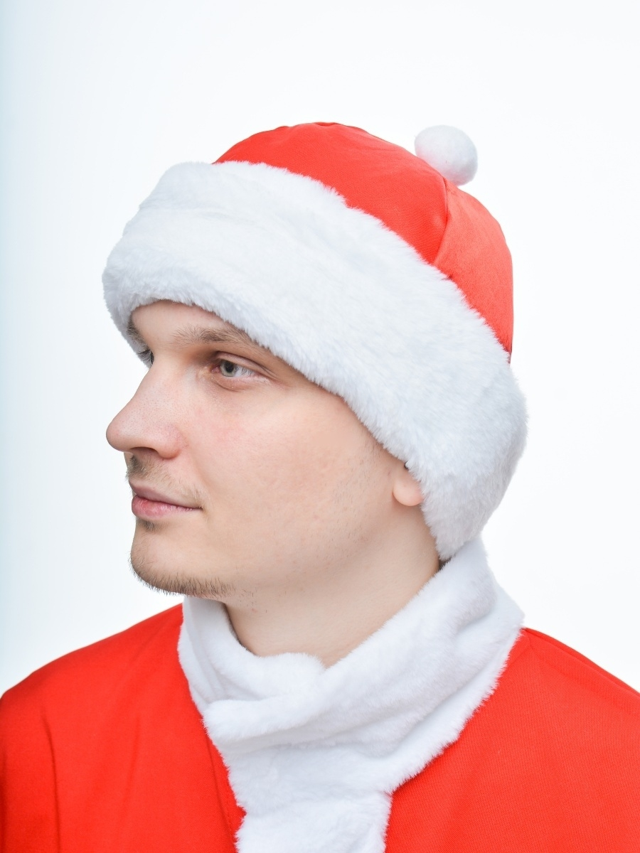 Новогодняя шапка Деда Мороза атласная
