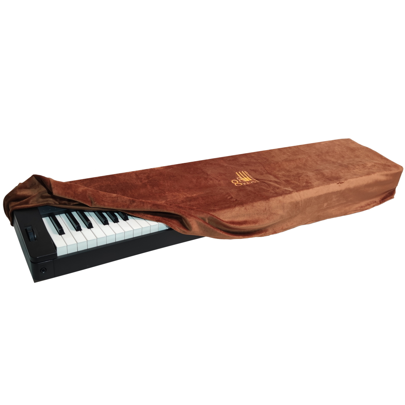 Бархатная универсальная накидка UNIQKEYS для цифровых фортепиано Yamaha, Casio ,Roland (охряно-коричневая)